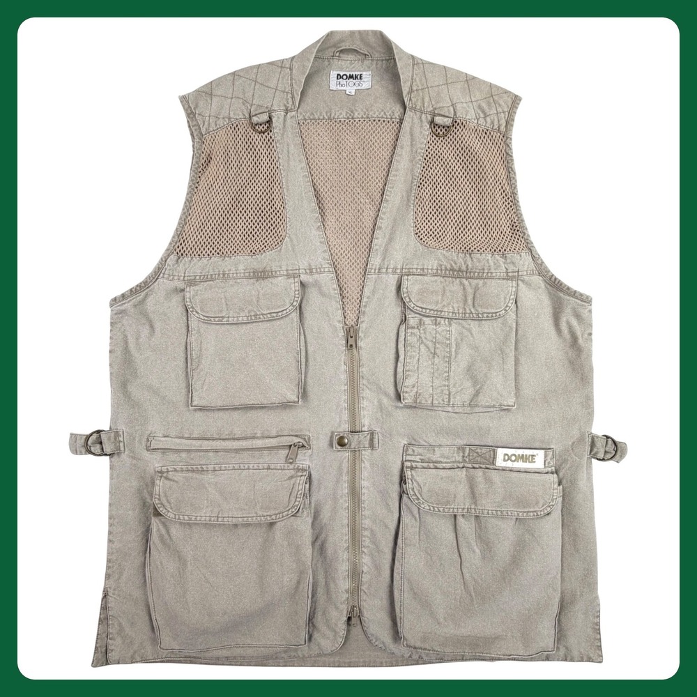 Domke PhoTOGS Photography Vest‎ Men XL Khaki Tan Cotton Mesh Utility Pockets VTG